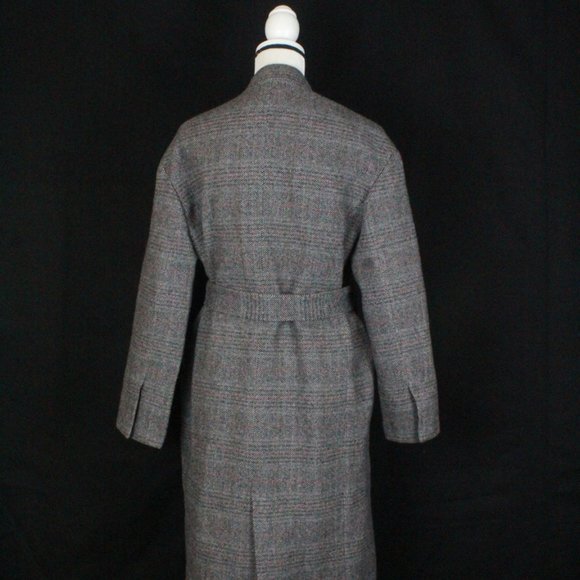 NWT ZARA XS WOOL LAPEL BELTED PATTERNED HERRINGBONE LONG COAT - Picture 7 of 12